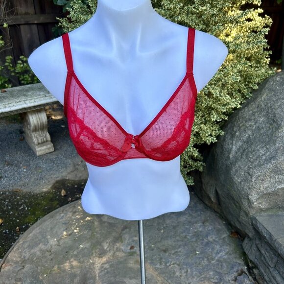Chantelle Idole Red Lace Balconette Bra 34DD - Picture 8 of 8